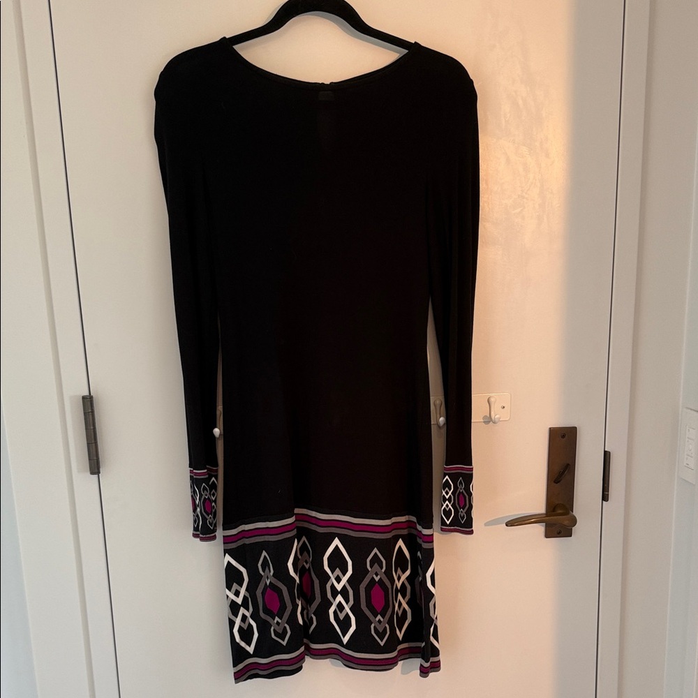 INC International Concepts Black Dress with Pink and White Accents